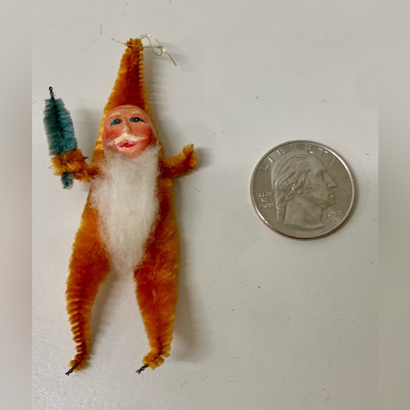 1940s Post WWII Antique Chenille Santa Claus Wire Brush Tree Ornament - Picture 4 of 8